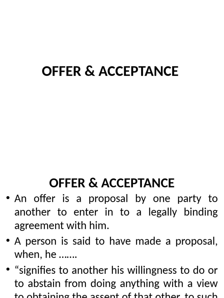 Understanding Offer and Acceptance in Contracts | PDF | Offer And ...