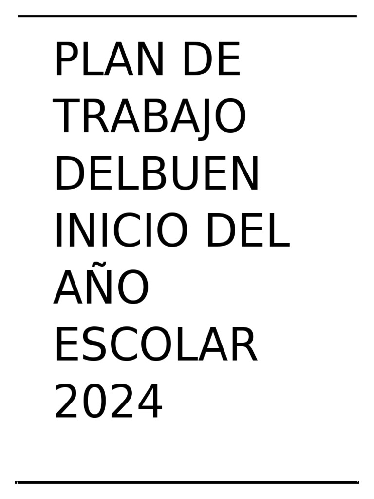 Plan de Trabajo para el Inicio Escolar 2024 | PDF | Maestros | Escuelas