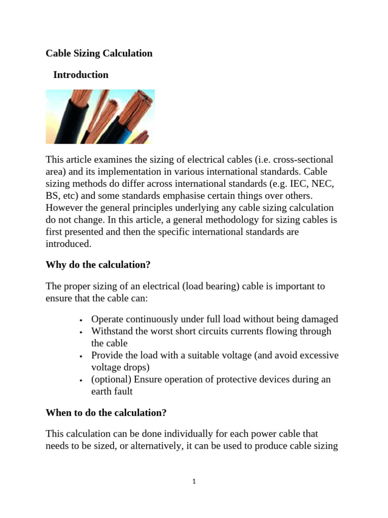 Cable Sizing for 3-Phase Systems | PDF | Electrical Impedance ...