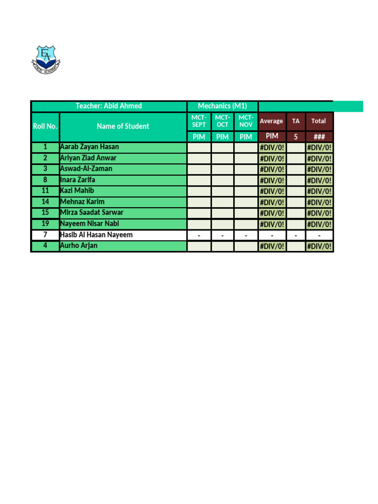 First Term Marksheet XI 2024-2025 | PDF