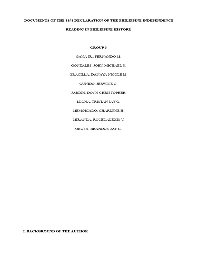 1898 Philippine Independence Declaration | PDF | Philippines