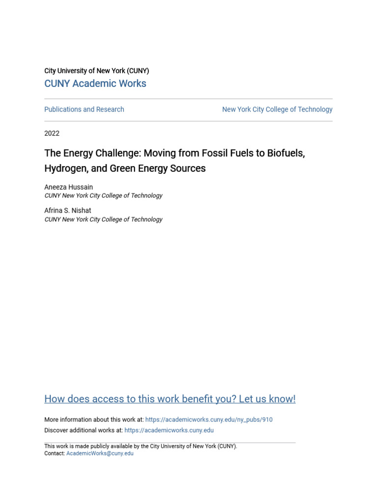 The Energy Challenge - Moving From Fossil Fuels To Biofuels Hydro | PDF ...