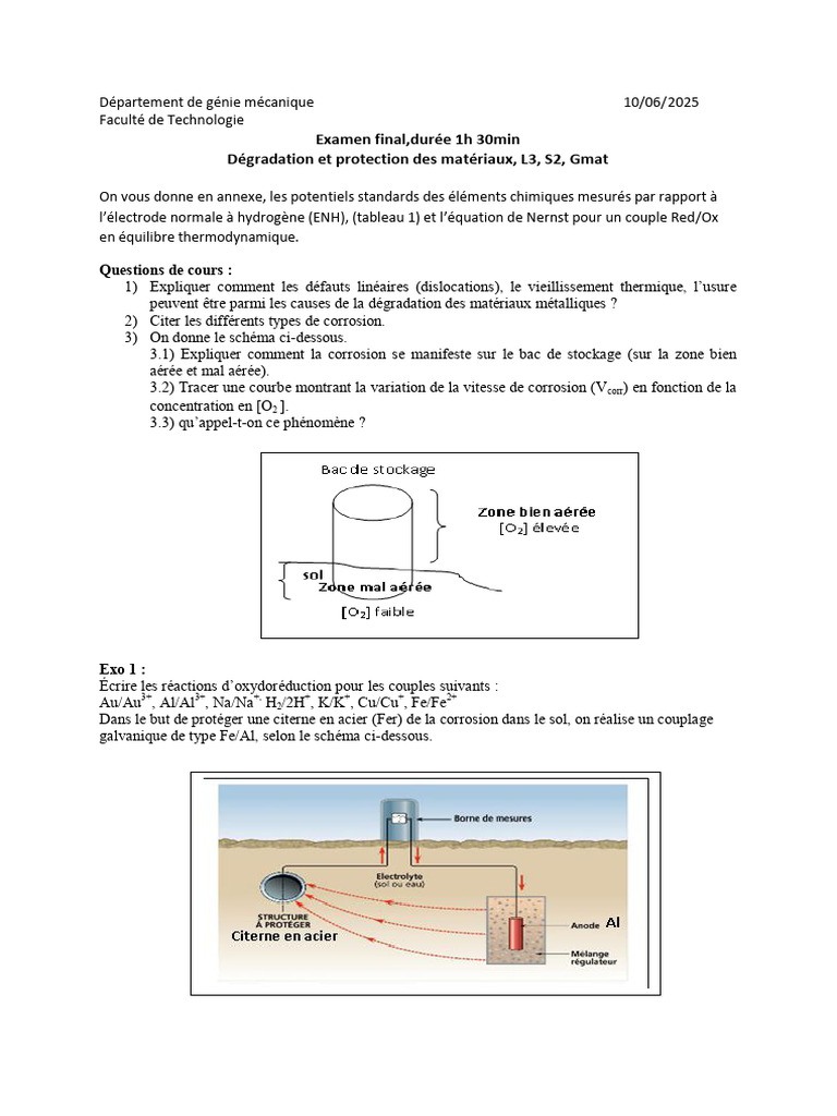 Examen sur la dégradation des matériaux | PDF | Réaction d ...