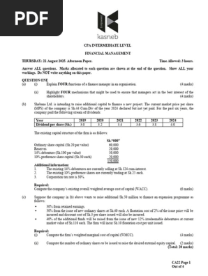 CPA Financial Management Exam Guide | PDF | Dividend | Net Present