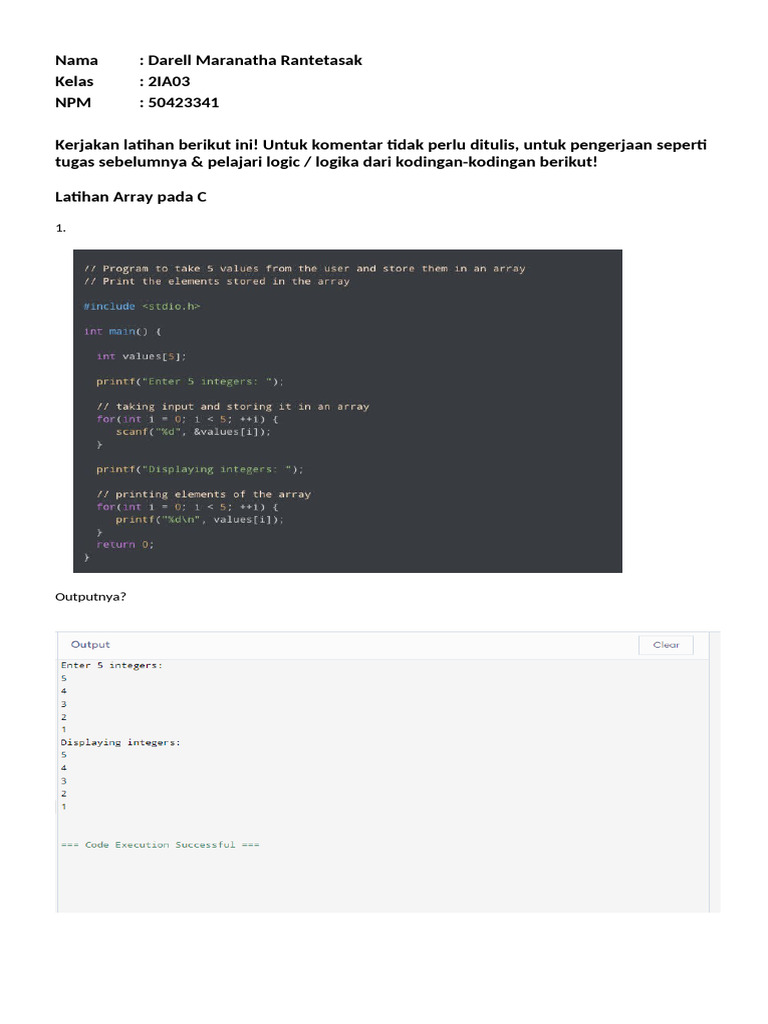 Latihan Array dan Perulangan C | PDF