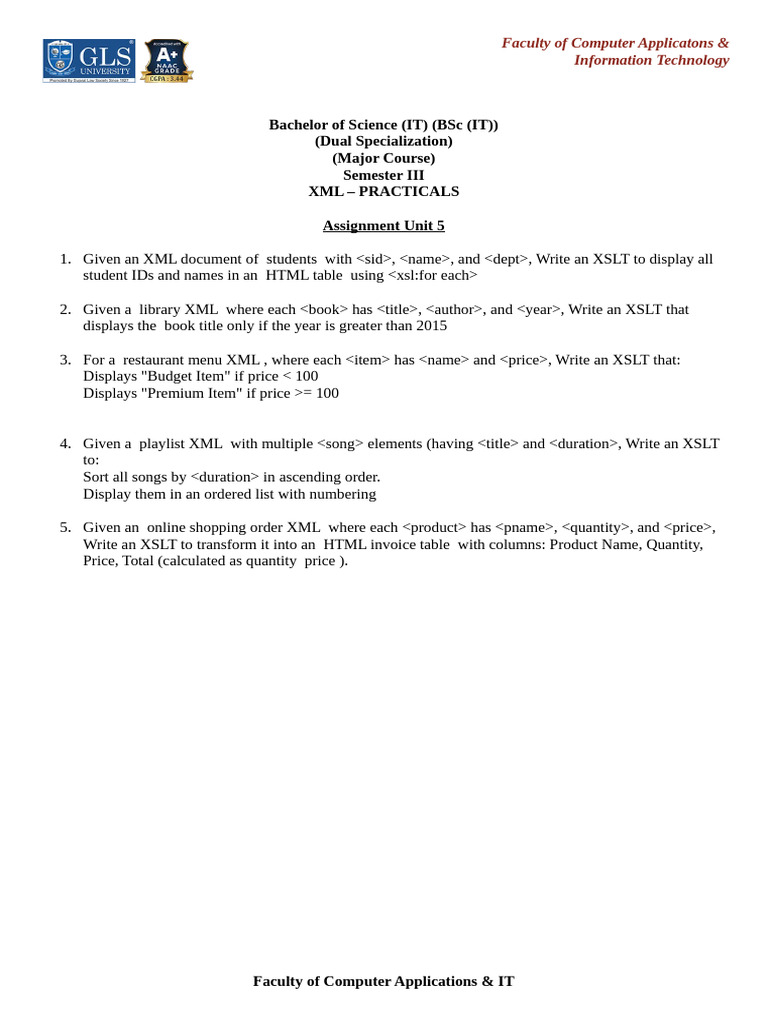 XML Assignment Unit5 | PDF