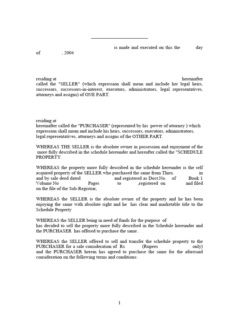 Property Sale Agreement Template | PDF | Deed | Mortgage Law