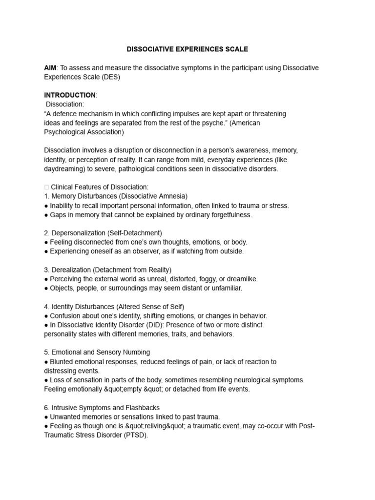 Dissociative Experiences Scale 250310 113035 | PDF | Dissociation ...