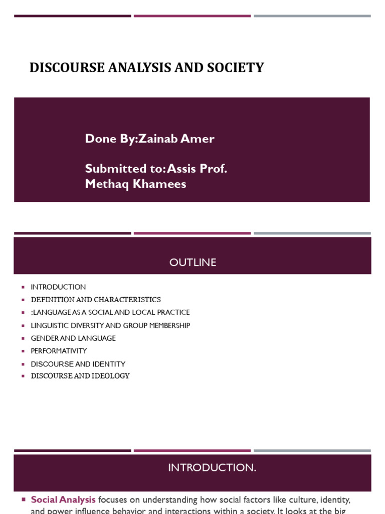 Discourse Analysis in Social Contexts | PDF | Gender | Gender Studies