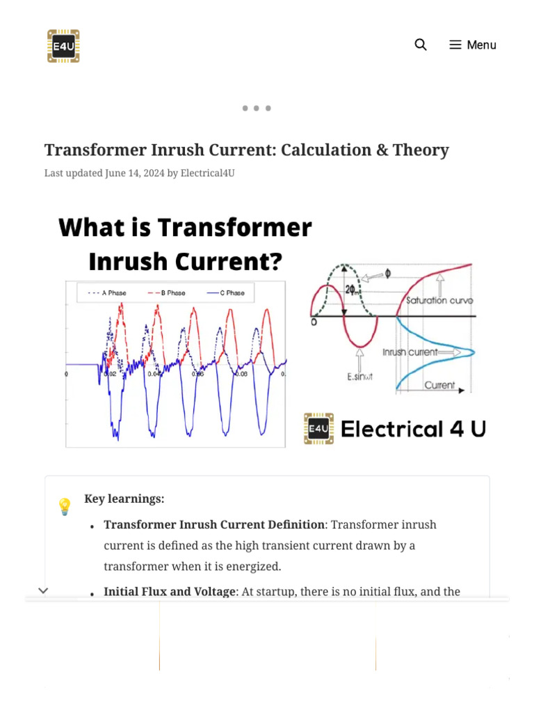 Transformer Inrush Current Explained | PDF | Transformer | Electricity