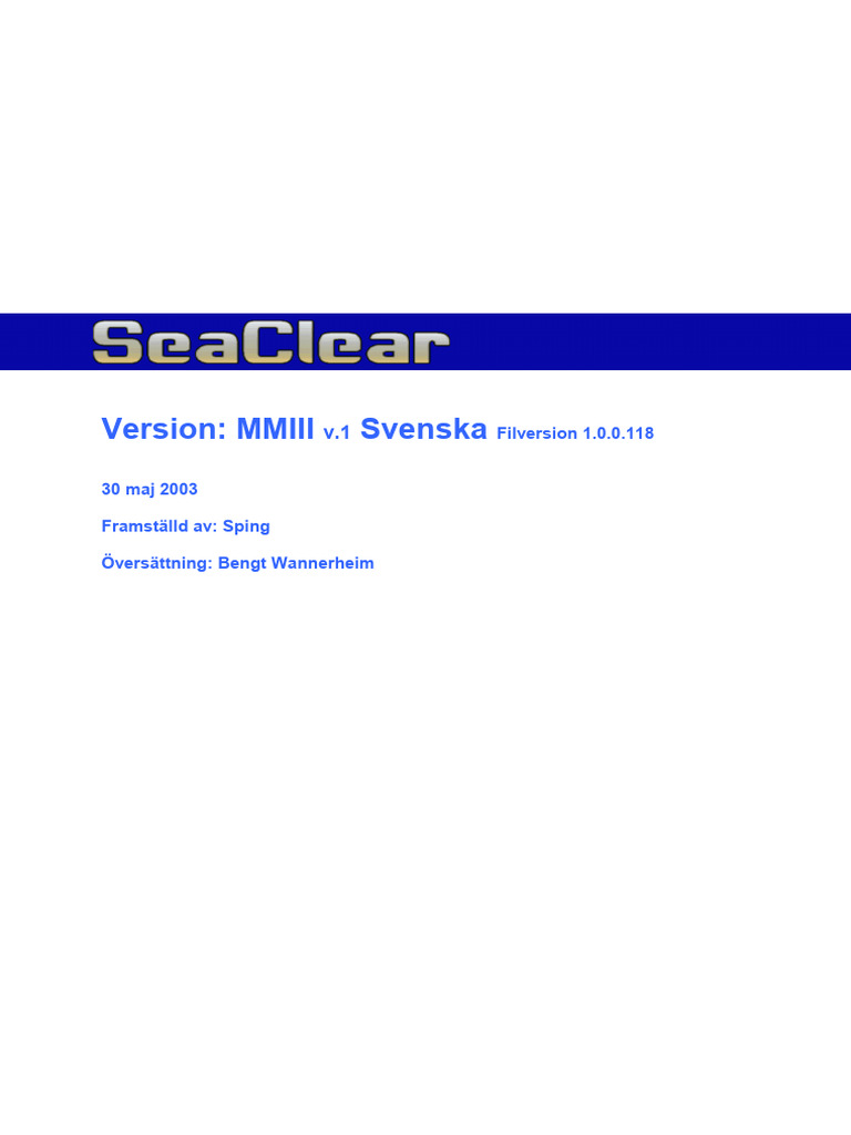 SeaClear Manual MMII SV 2003 | PDF