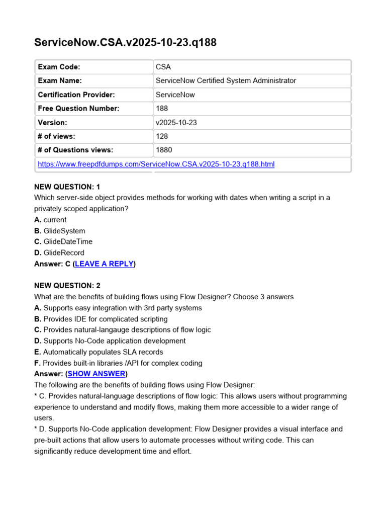 ServiceNow CSA Exam Overview and Insights | PDF | Microsoft Excel ...