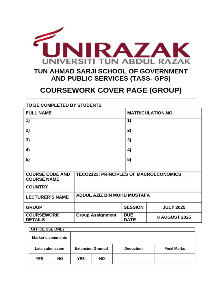 Coursework Cover Page TECO2123 | PDF