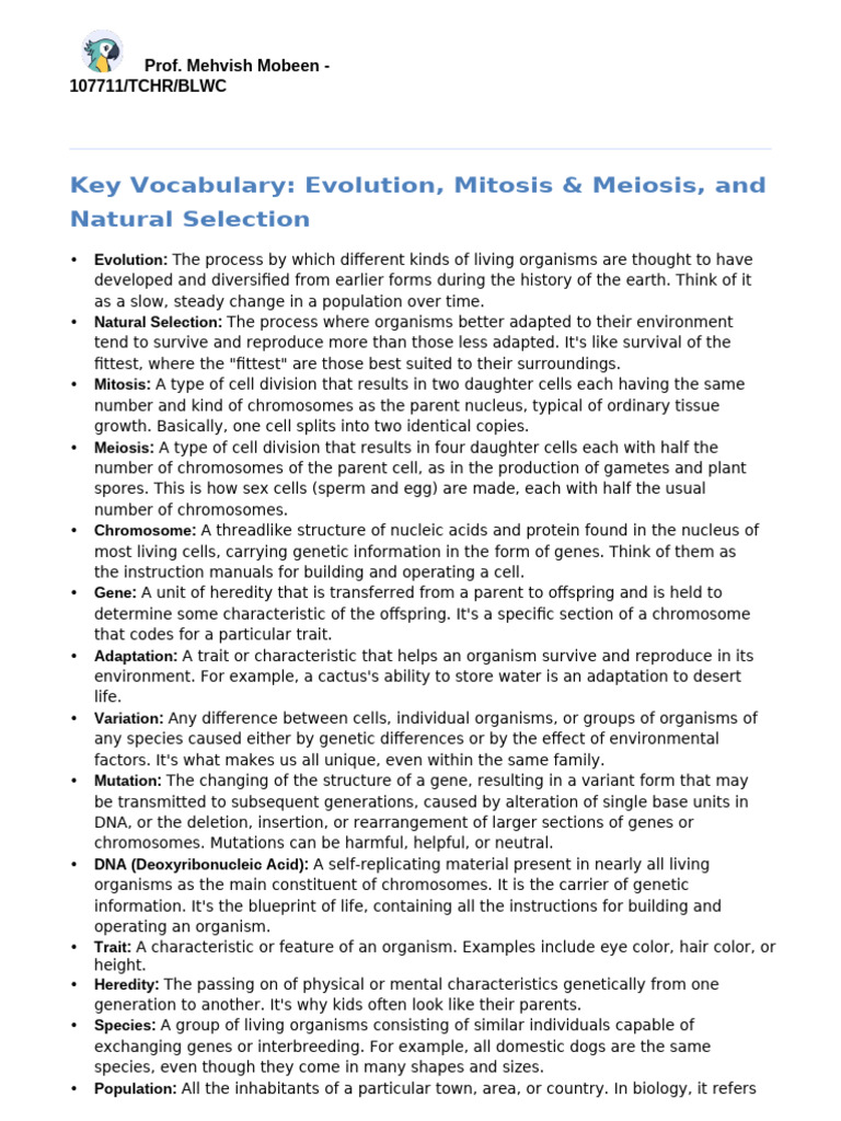 Key Biological Conceptual Notes | PDF | Genetics | Reproduction