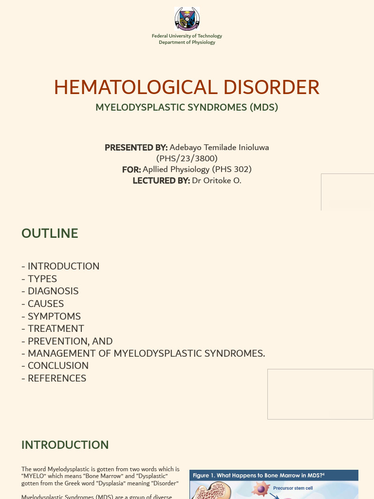 Myelodysplastic Syndromes MDS An Overview | PDF | Hematology | Medical ...