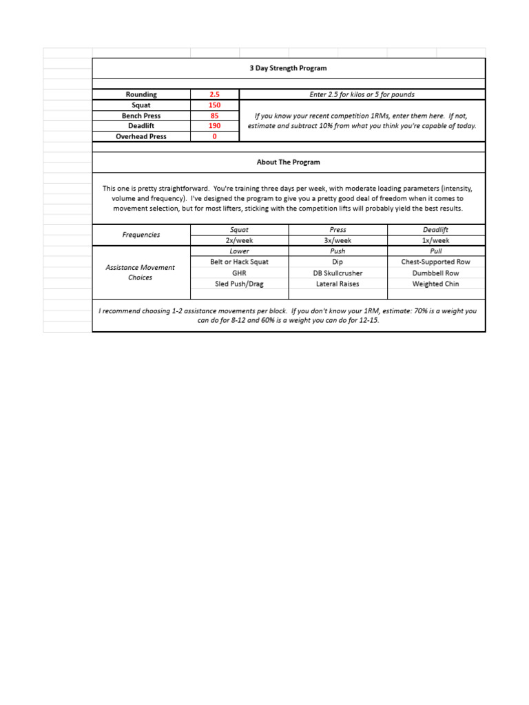 3 Day Strength | PDF | Management Of Obesity | Physical Fitness