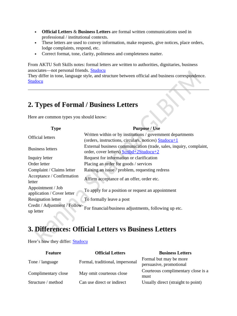Official Letter Formats and Examples | PDF