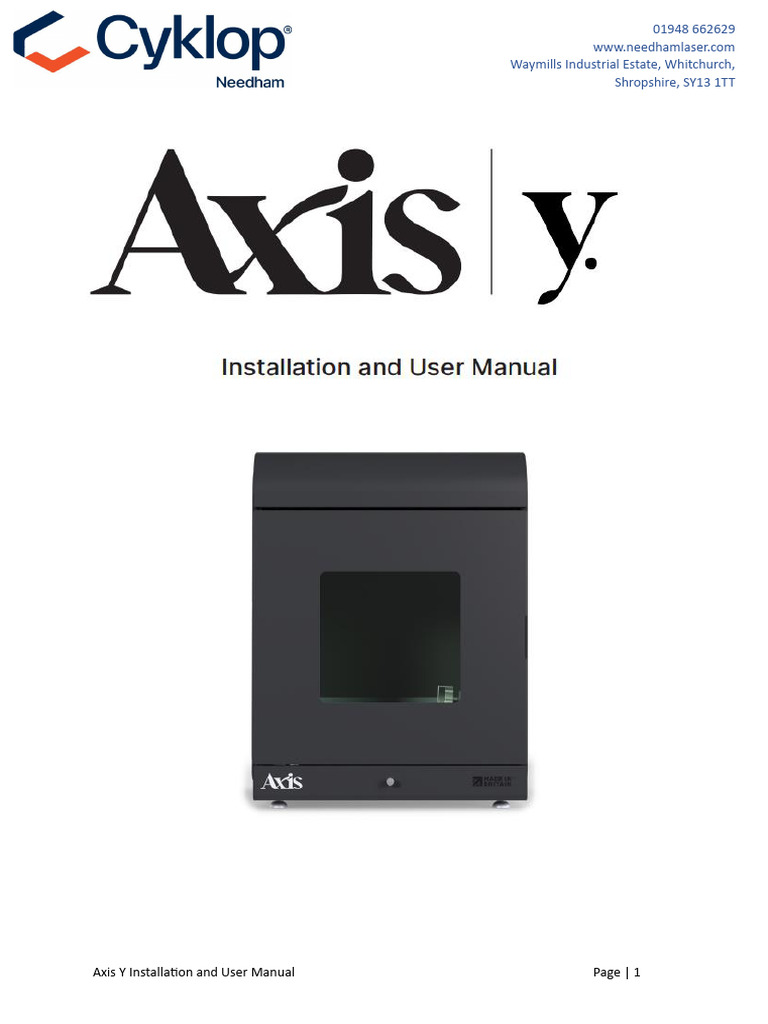 Axis Y Installation Guide | PDF | Electromagnetic Compatibility | Laser