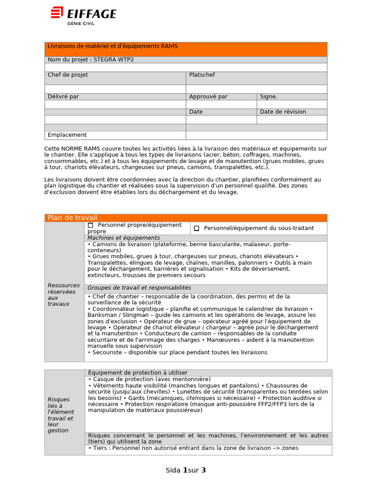 Norme RAMS pour livraisons chantier | PDF | Chariot élévateur | Camion