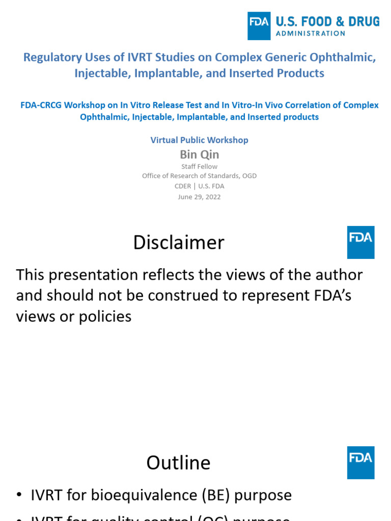 IVRT Studies for Complex Drug Products | PDF | In Vitro | Pharmacology