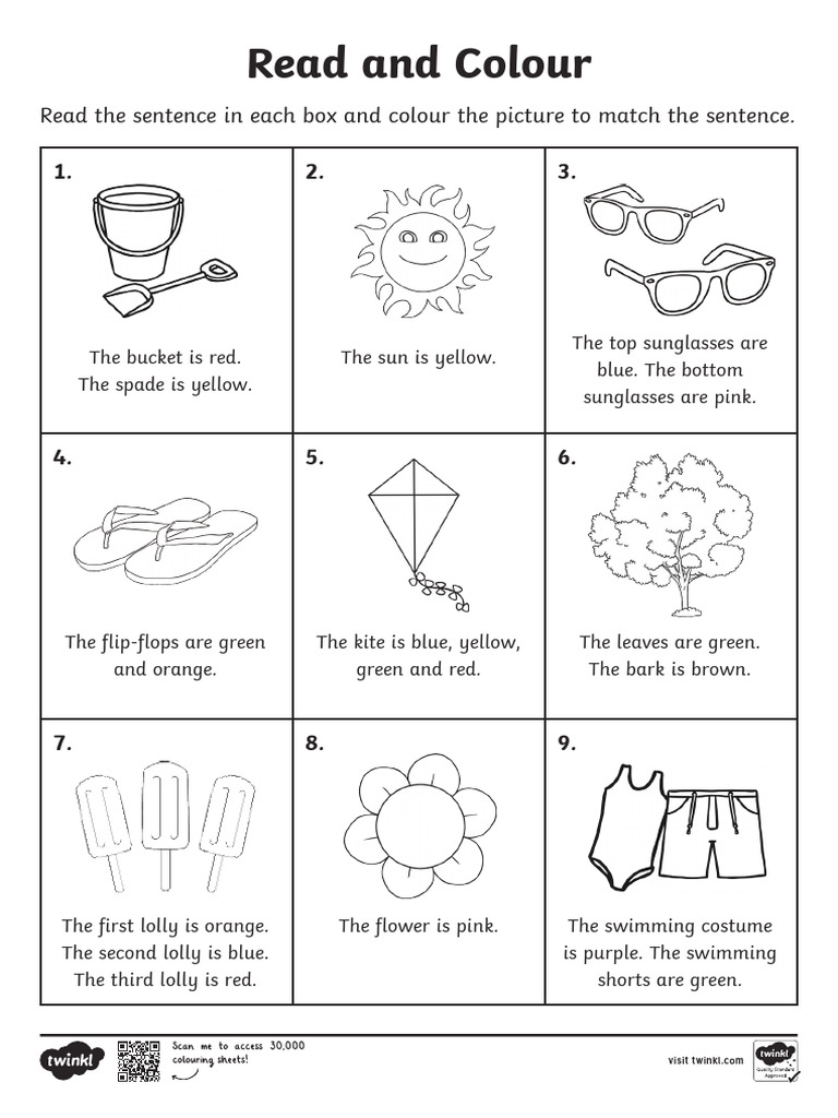 T T 12241 Summer Read and Colour Worksheet Ver 2 | PDF
