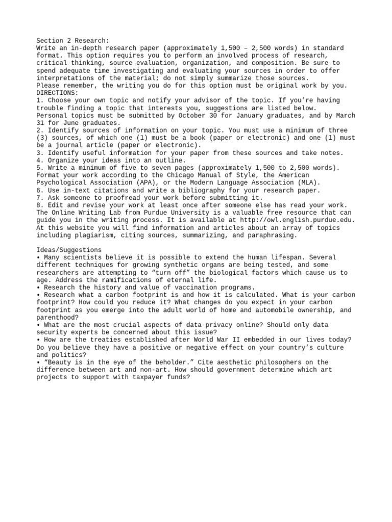 In-Depth Research Paper Guidelines | PDF