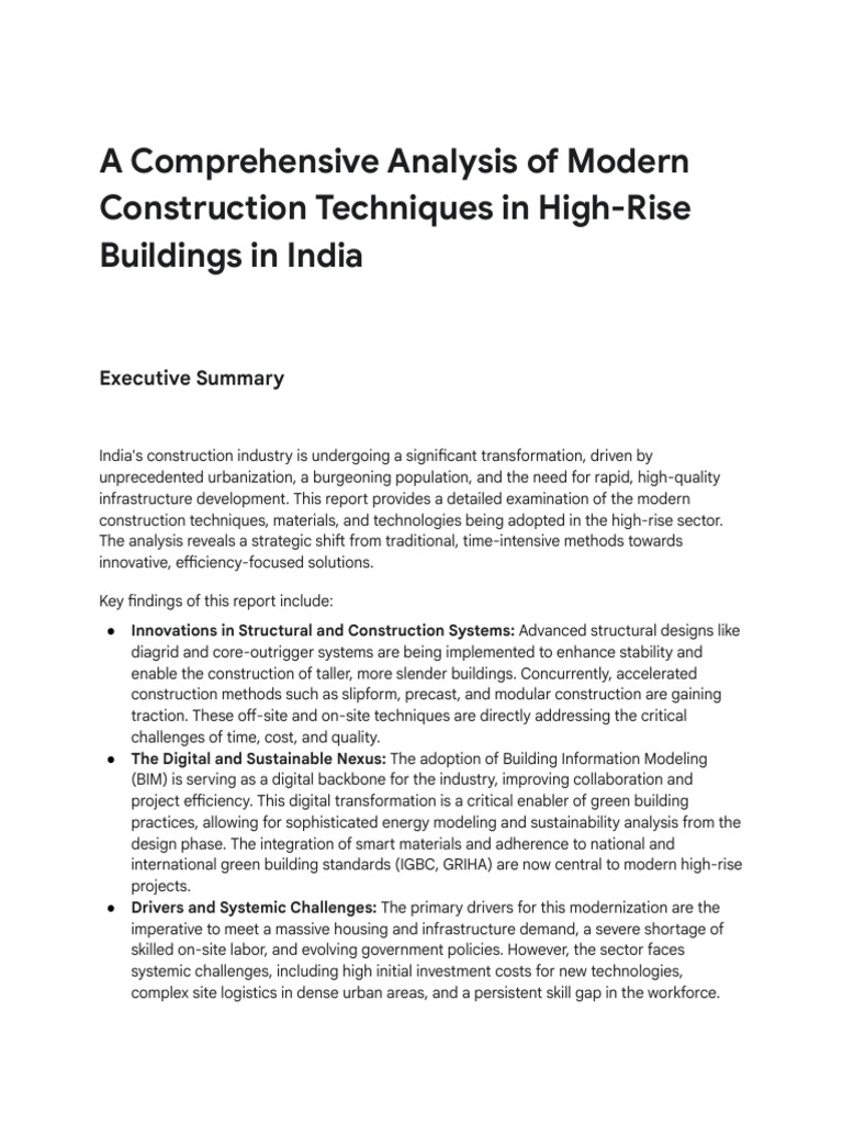 Indian High-Rise Construction Research Paper | PDF | Green Building ...