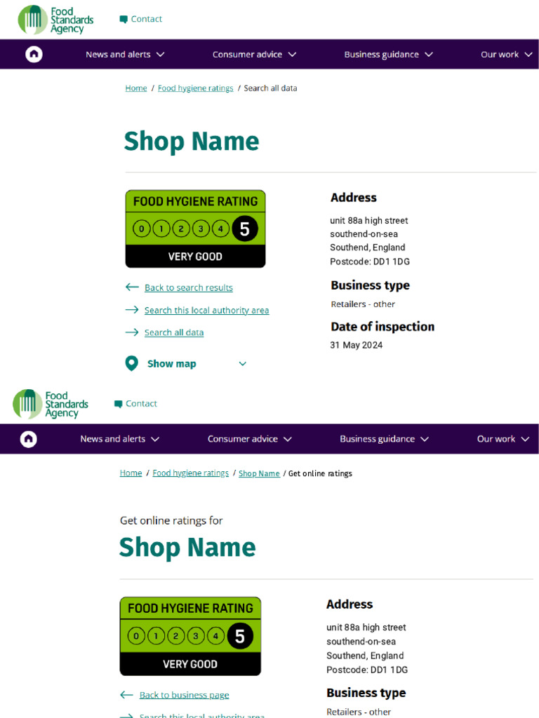 Shop Name Location and Ratings | PDF