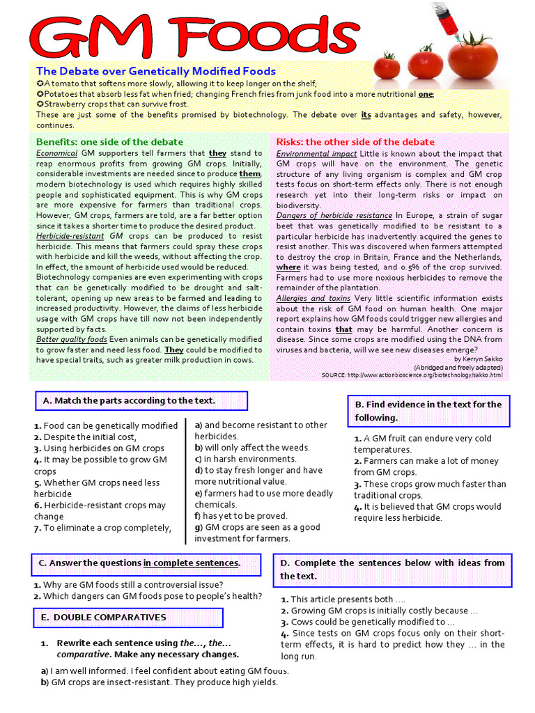 GM Foods: Benefits and Risks Explained | PDF | Genetic Engineering ...