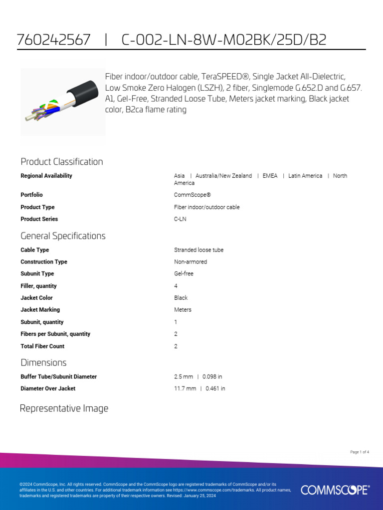 CommScope TeraSPEED Fiber Cable Specs | PDF