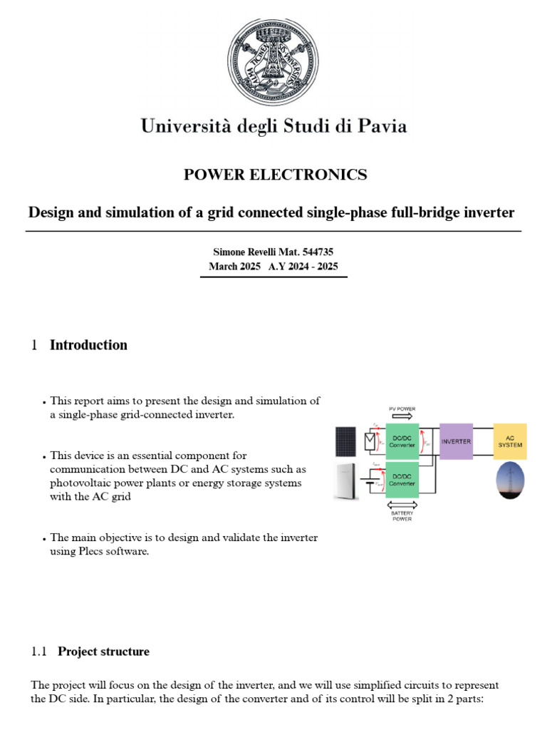 POWER ELECTRONICS Design and Simulation of A Grid Connected Single ...