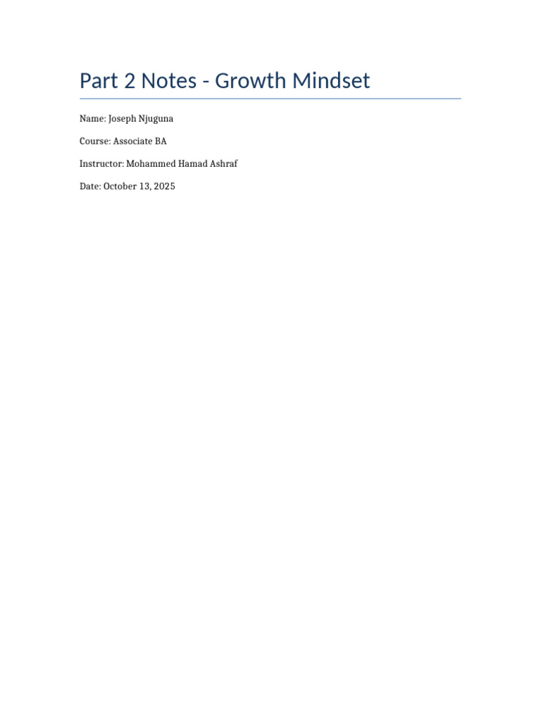 Part 2 Growth Mindset Notes | PDF