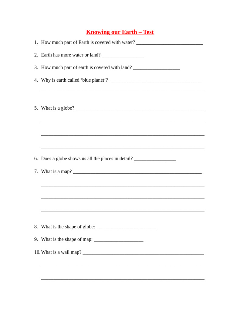 Earth Science Quiz: Water, Maps, and Directions | PDF | Earth | Map
