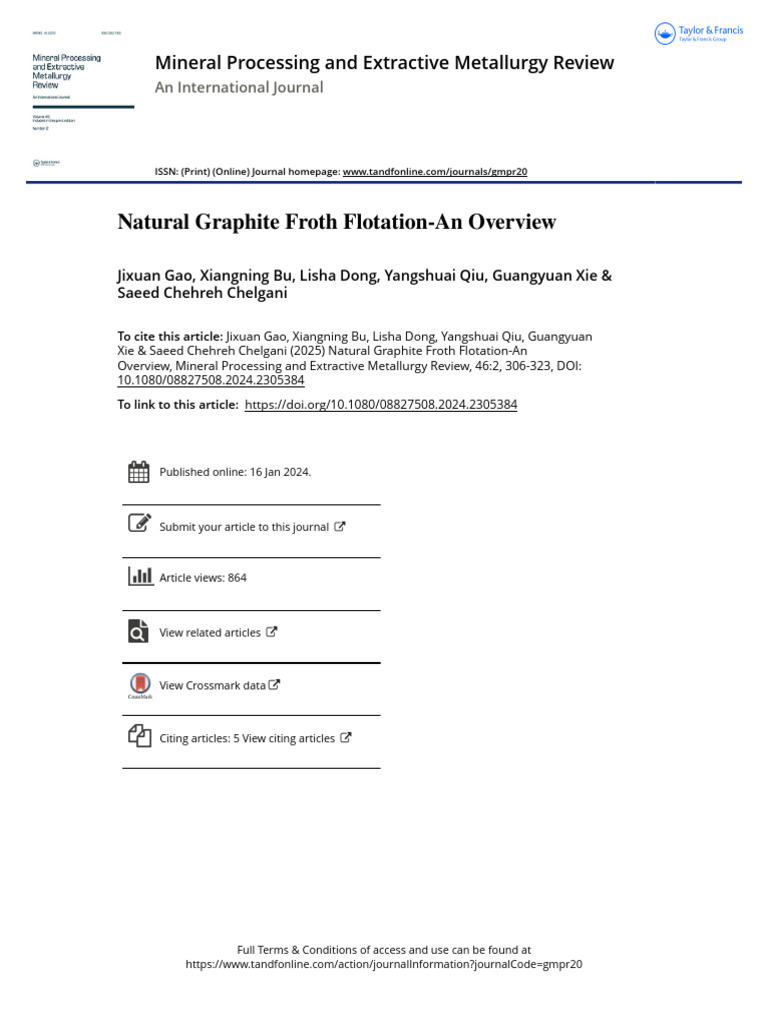 Overview of Natural Graphite Flotation | PDF | Graphite | Applied