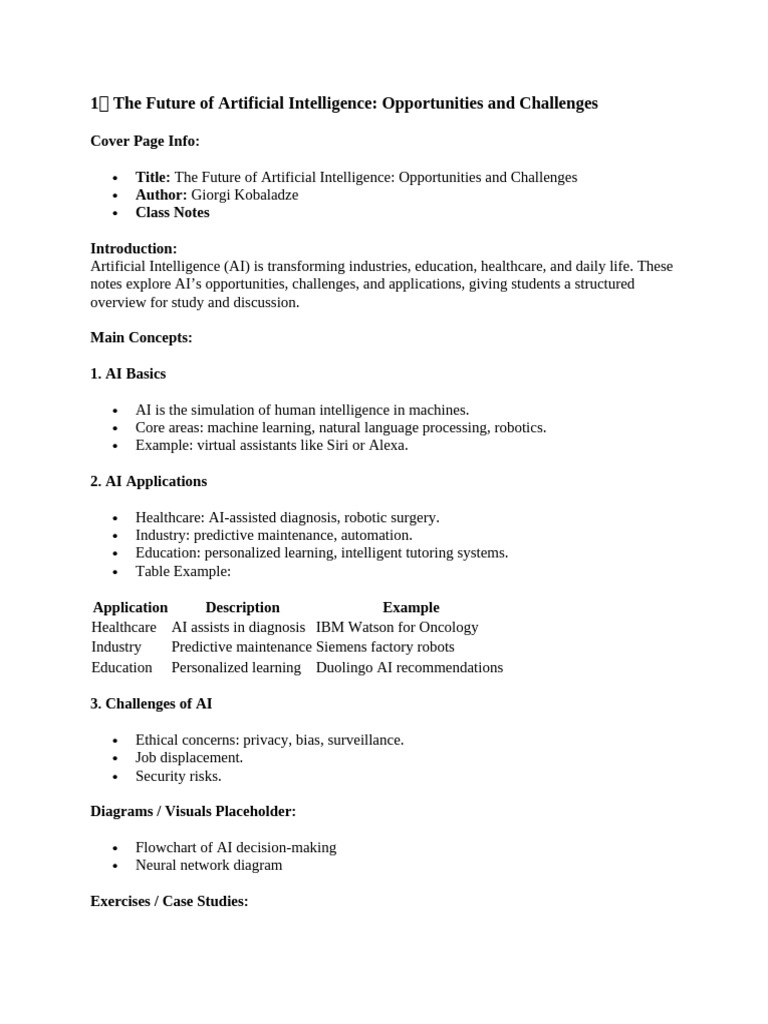 Future of AI: Opportunities & Challenges | PDF