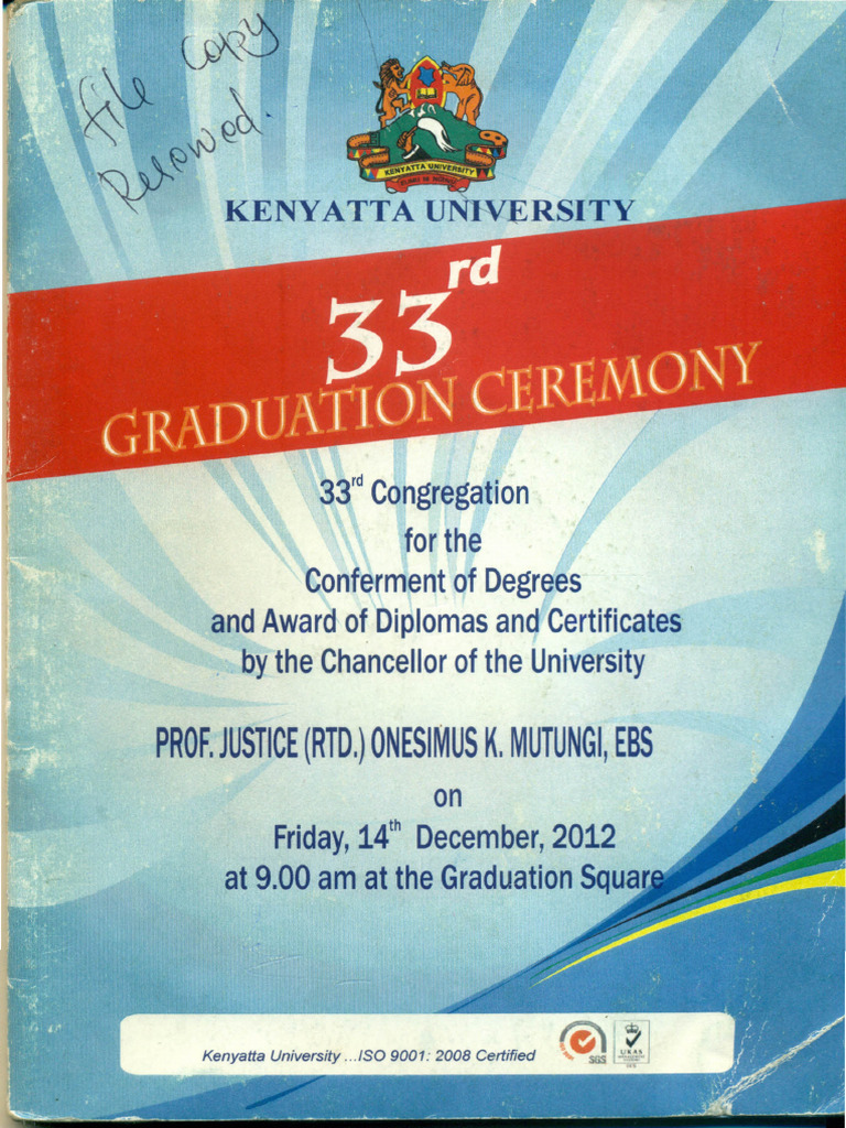 Kenyatta University Graduation Ceremony | PDF | Nairobi | Academia