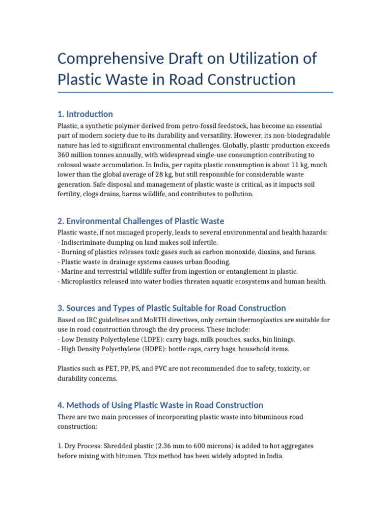 Plastic Waste Roads Combined | PDF | Plastic | Waste