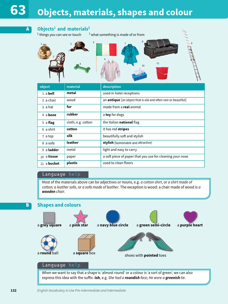 Objects, Materials, Shapes, and Colors | PDF | Linguistics