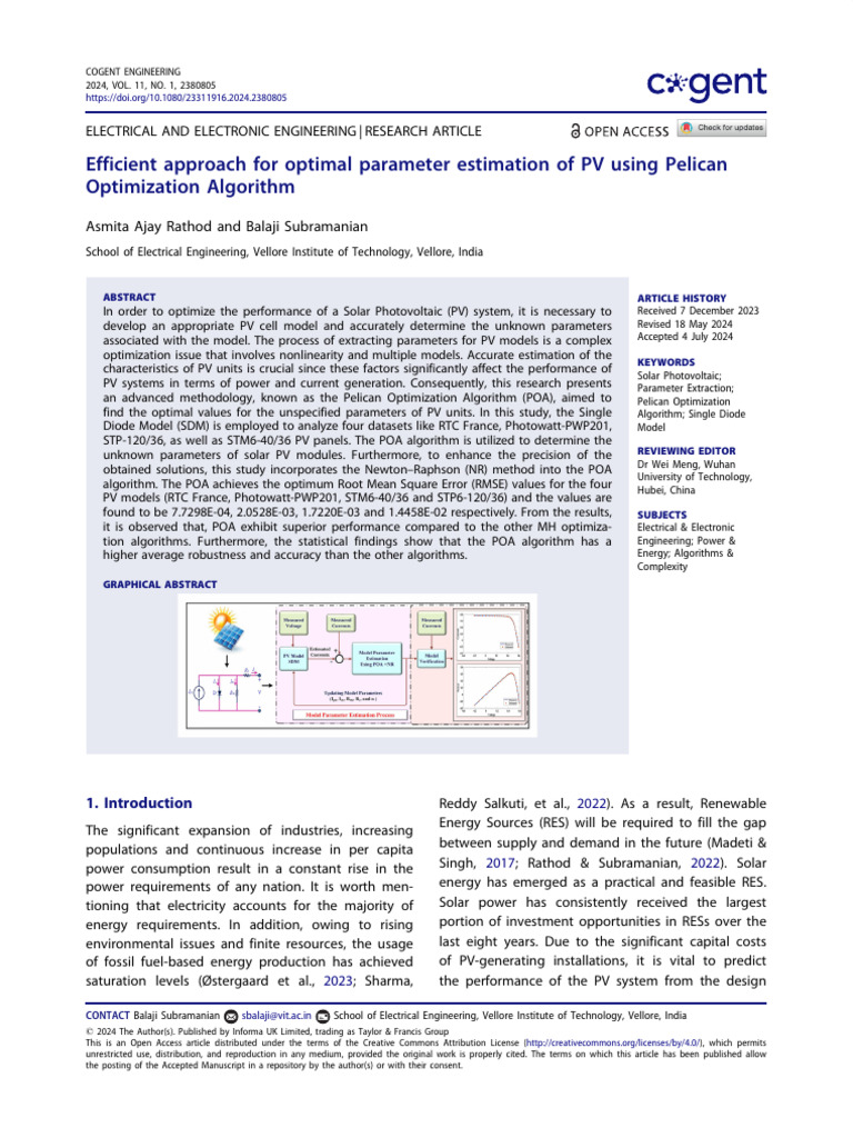 Optimal PV Parameter Estimation Using POA | PDF | Photovoltaics ...