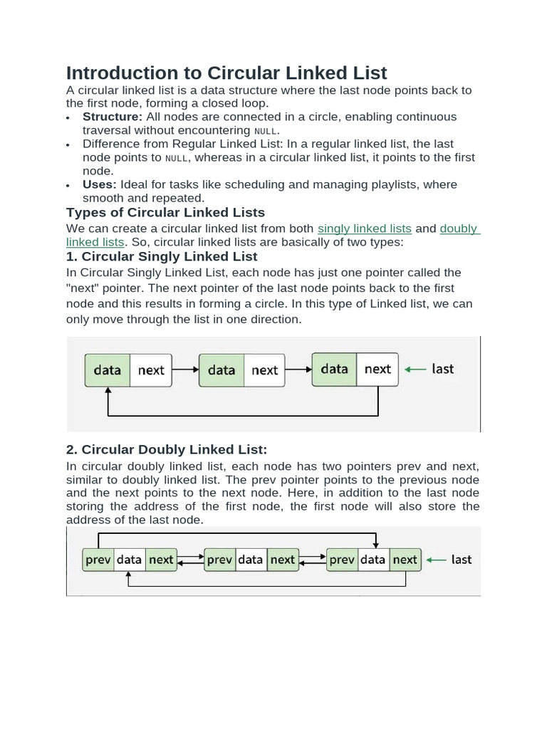 Understanding Circular Linked Lists | PDF | Pointer (Computer ...