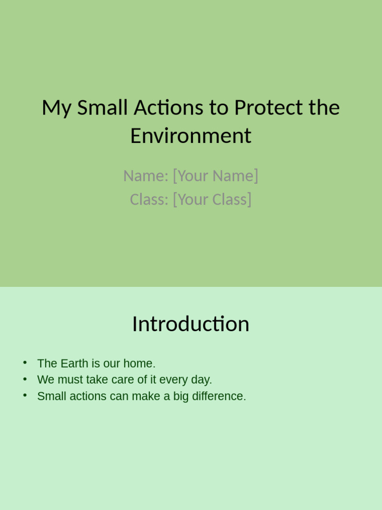 My Small Actions To Protect The Environment Designed | PDF