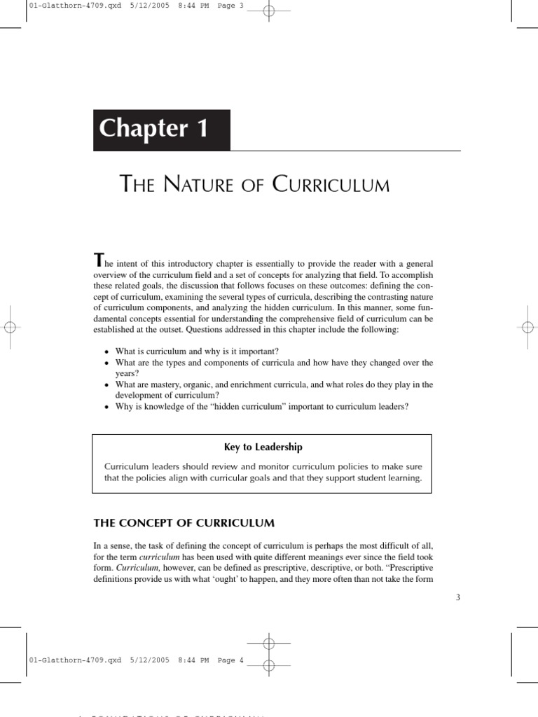 The Nature of Curriculum PDF Curriculum Teachers