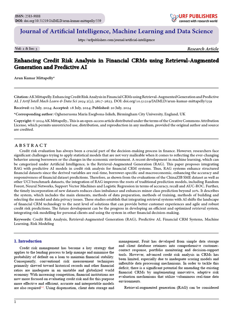 Credit Risk Analysis with AI and RAG | PDF | Artificial Intelligence ...