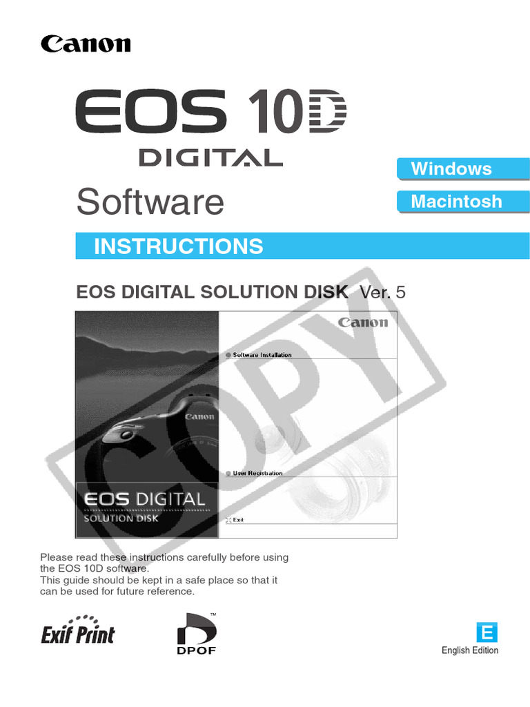 Canon EOS 10D Software License Guide | PDF | Microsoft Windows | Mac Os