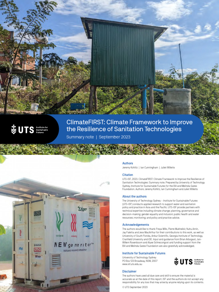 Climate Resilience Framework for Sanitation | PDF | Climate Resilience ...