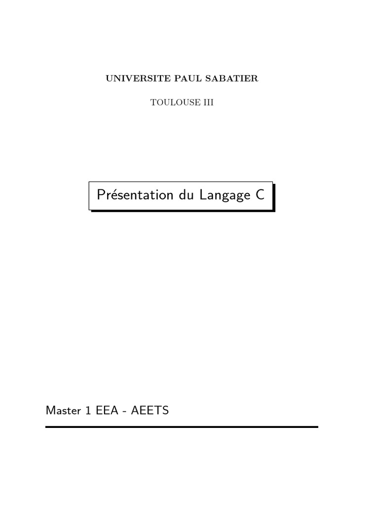 Introduction au langage C en Master EEA | PDF | Pointeur (programmation ...