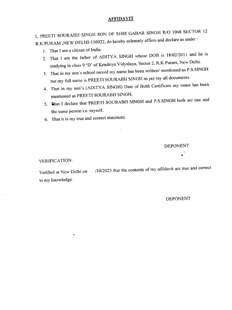 Format of Affidavit | PDF