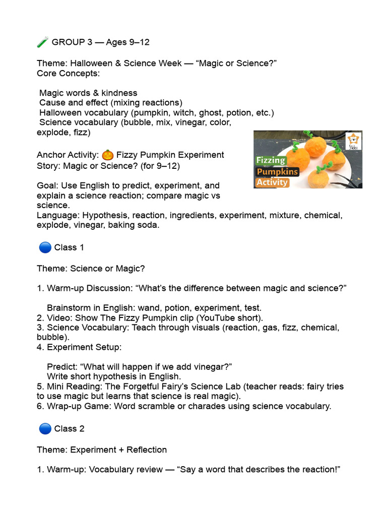 Halloween Science: Magic vs. Experiment | PDF