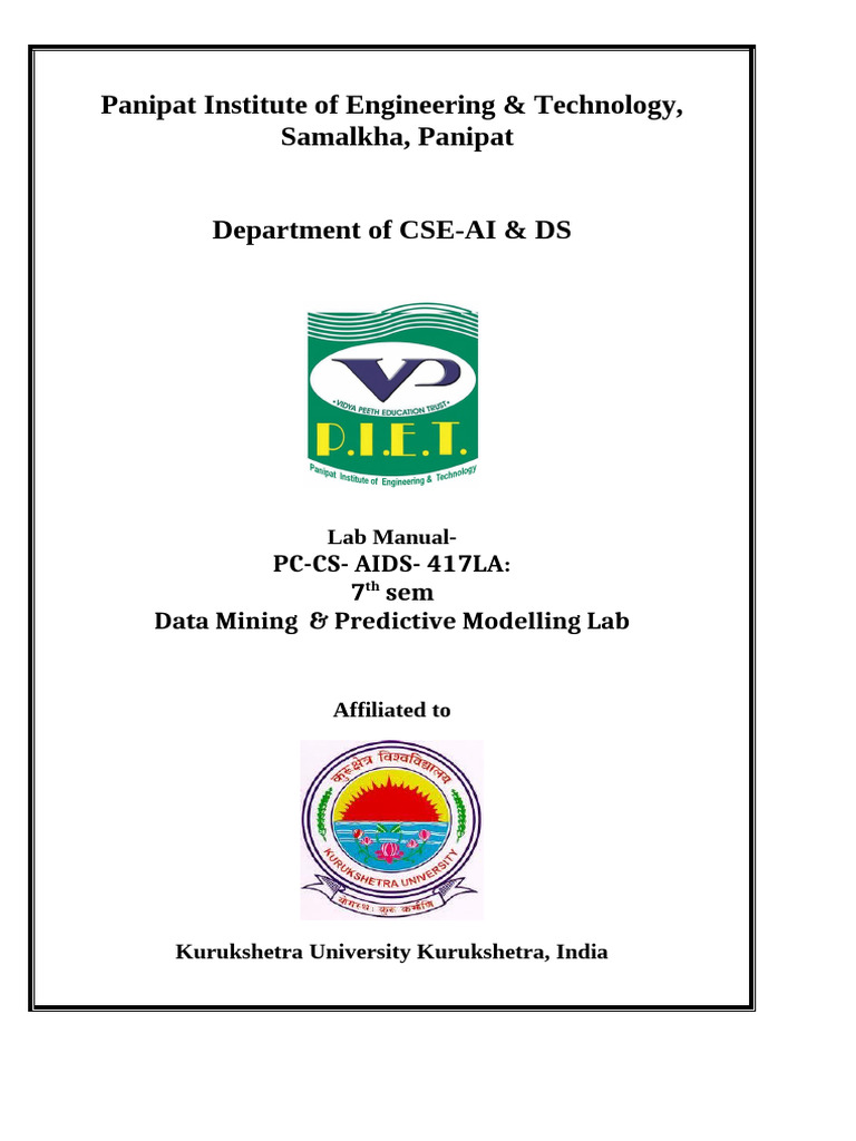 Data Mining & Predictive Modelling Lab Guide | PDF | Statistical ...