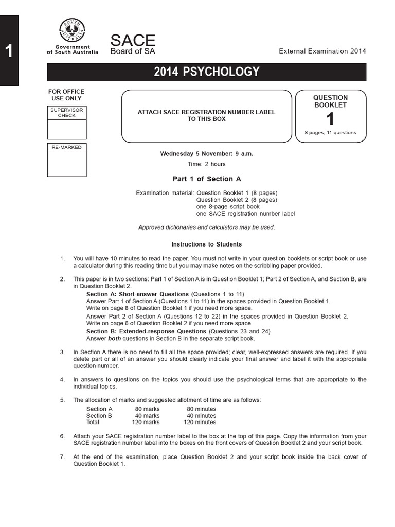 2014 Psychology Examination Paper | PDF | Anxiety | Heart Rate